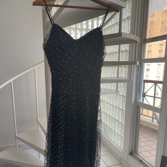 Black Betsey Johnson dress with sparkle metallic detailing - Picture 2 of 12